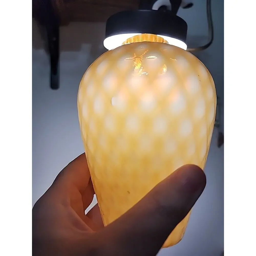 Antique Victorian Amber Cased Milk Glass Honeycomb Quilted Optic Vase 6" - Picture 13 of 16